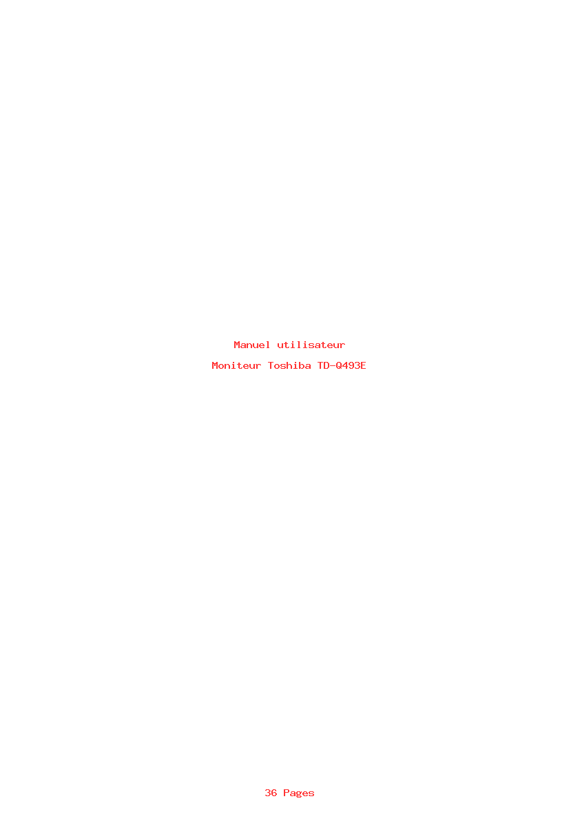 Page 1 de la notice Manuel utilisateur Toshiba TD-Q493E