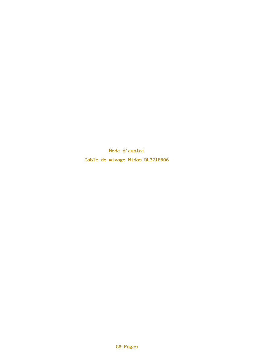 Page 1 de la notice Mode d'emploi Midas DL371PRO6