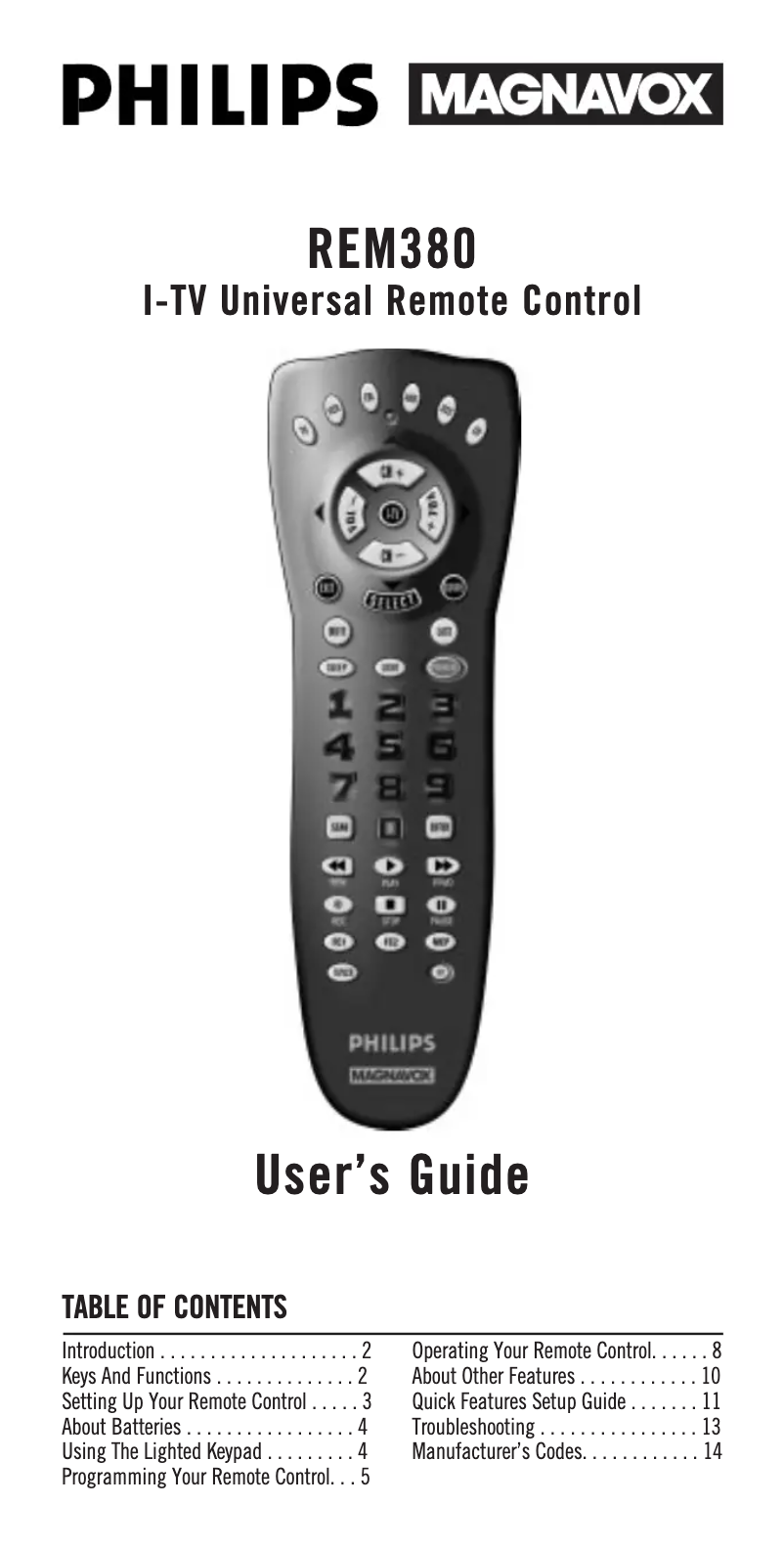 Image de la première page du manuel de l'appareil REM380