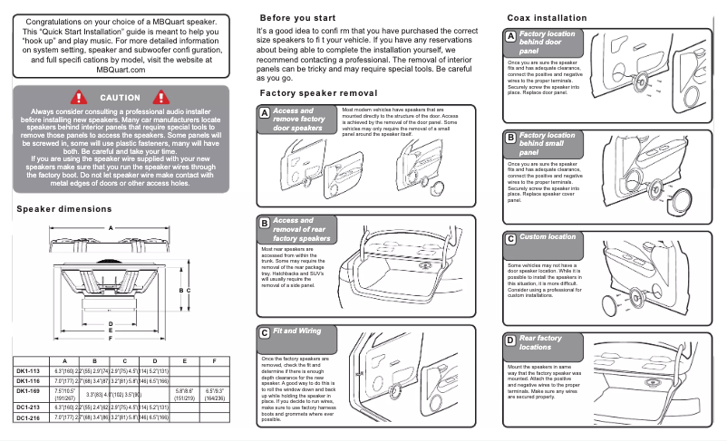 Page 1 de la notice Manuel utilisateur MB Quart Discus DK1-169