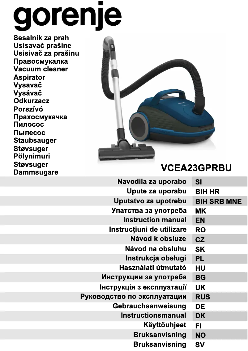 Page 1 de la notice Manuel utilisateur Gorenje VCEA23GPRBU