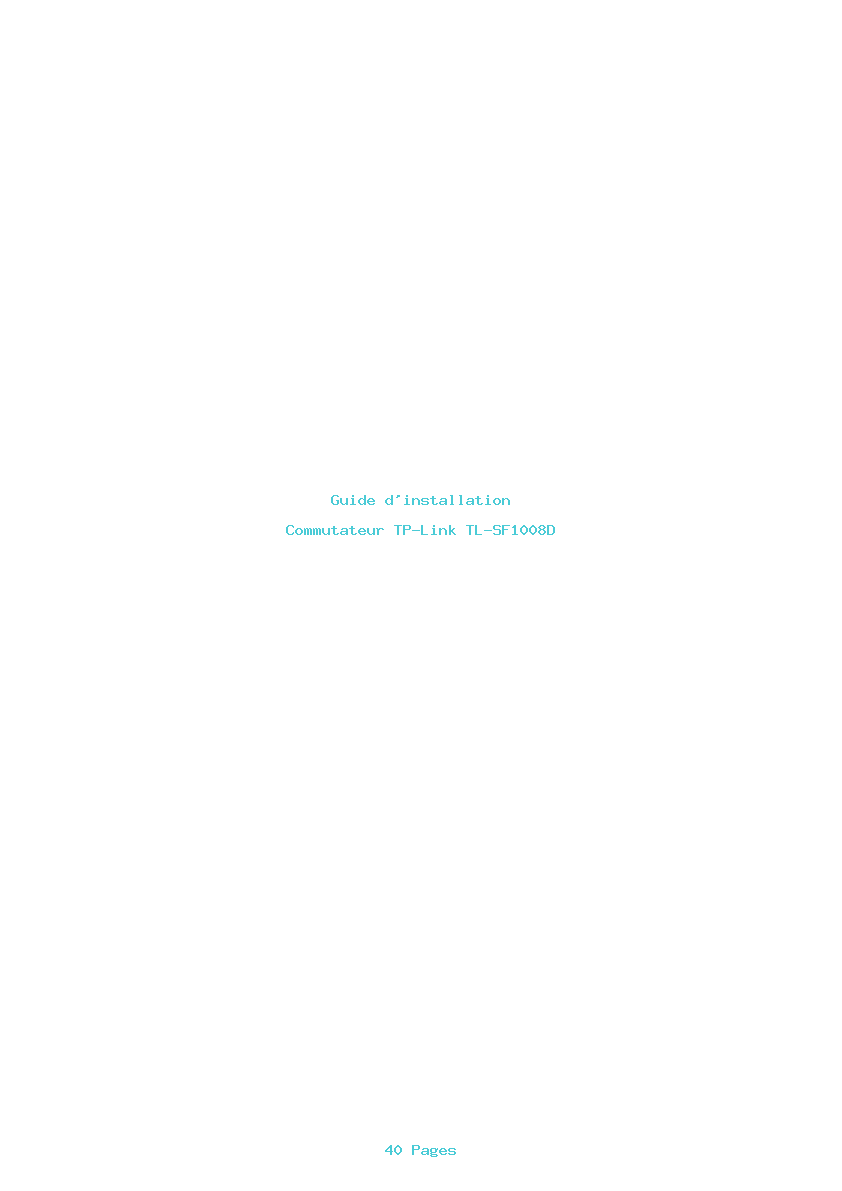Page 1 de la notice Guide d'installation TP-Link TL-SF1008D