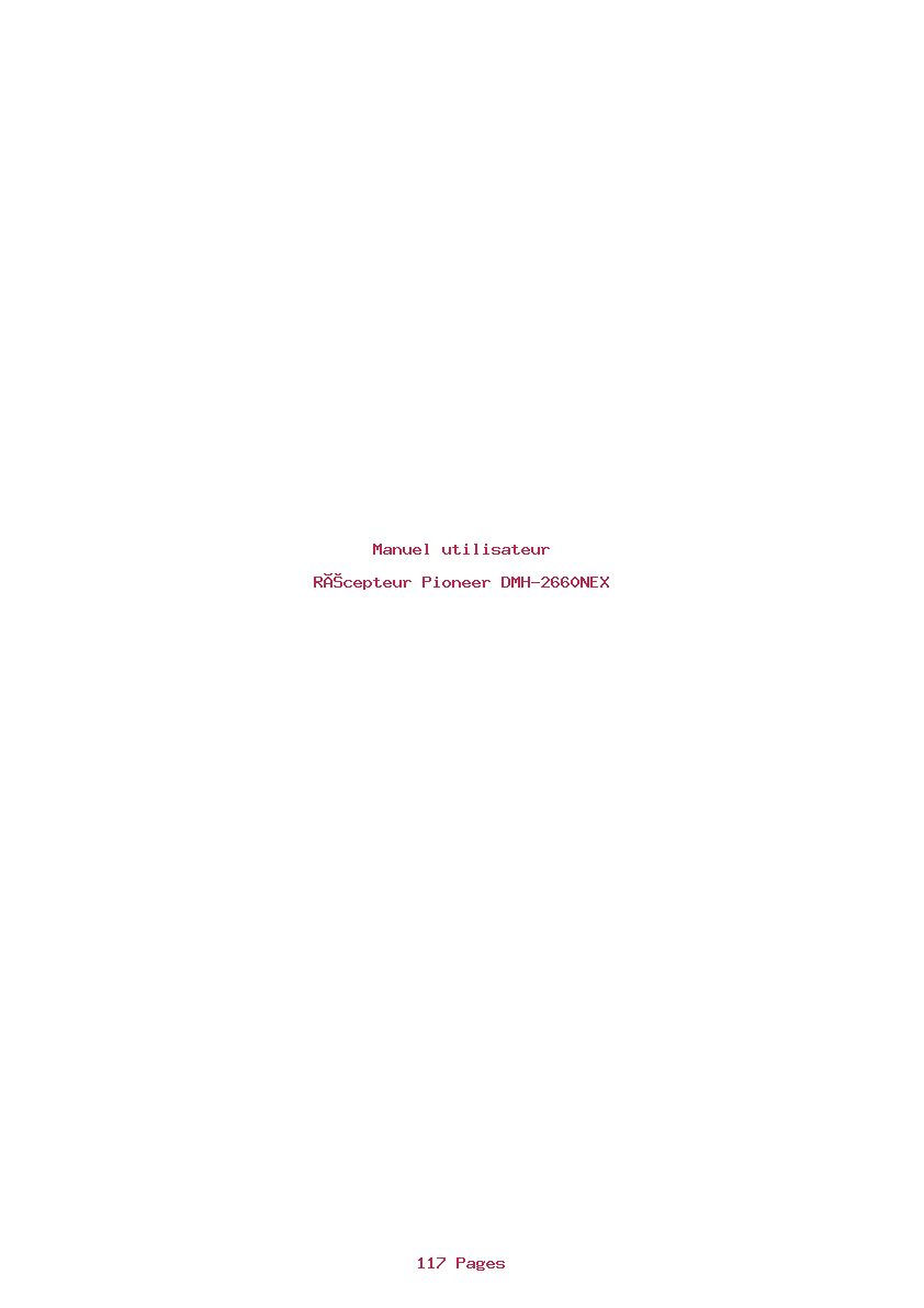 Page 1 de la notice Manuel utilisateur Pioneer DMH-2660NEX