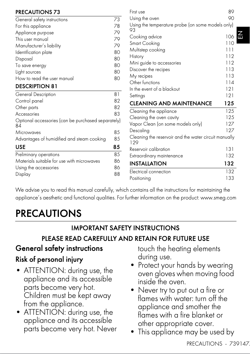 Page 1 de la notice Brochure Smeg SO6104APN