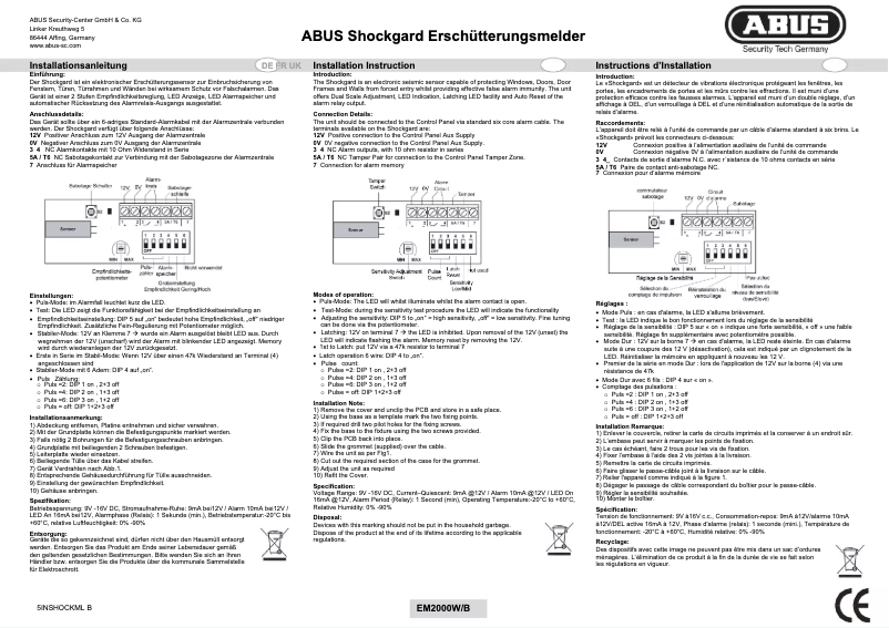 Page 1 de la notice Manuel utilisateur Abus EM2000W