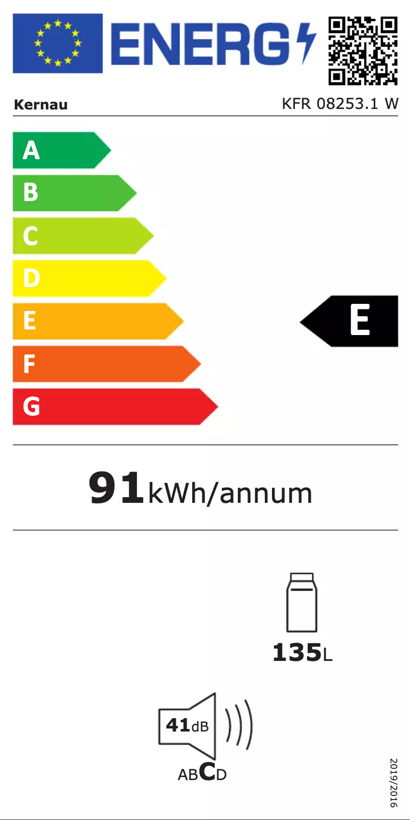 Página 1 del manual Etiqueta energética Kernau KFR 08253.1 W