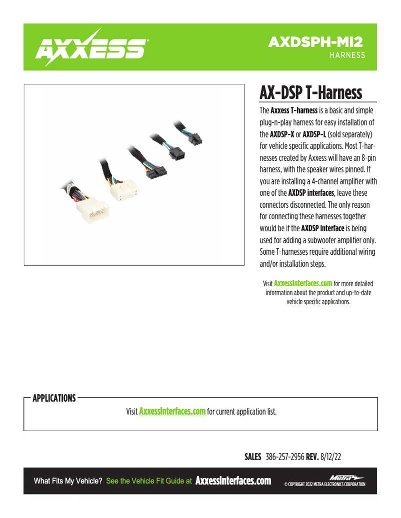 Page 1 de la notice Fiche technique AXESS AXDSPH-MI2