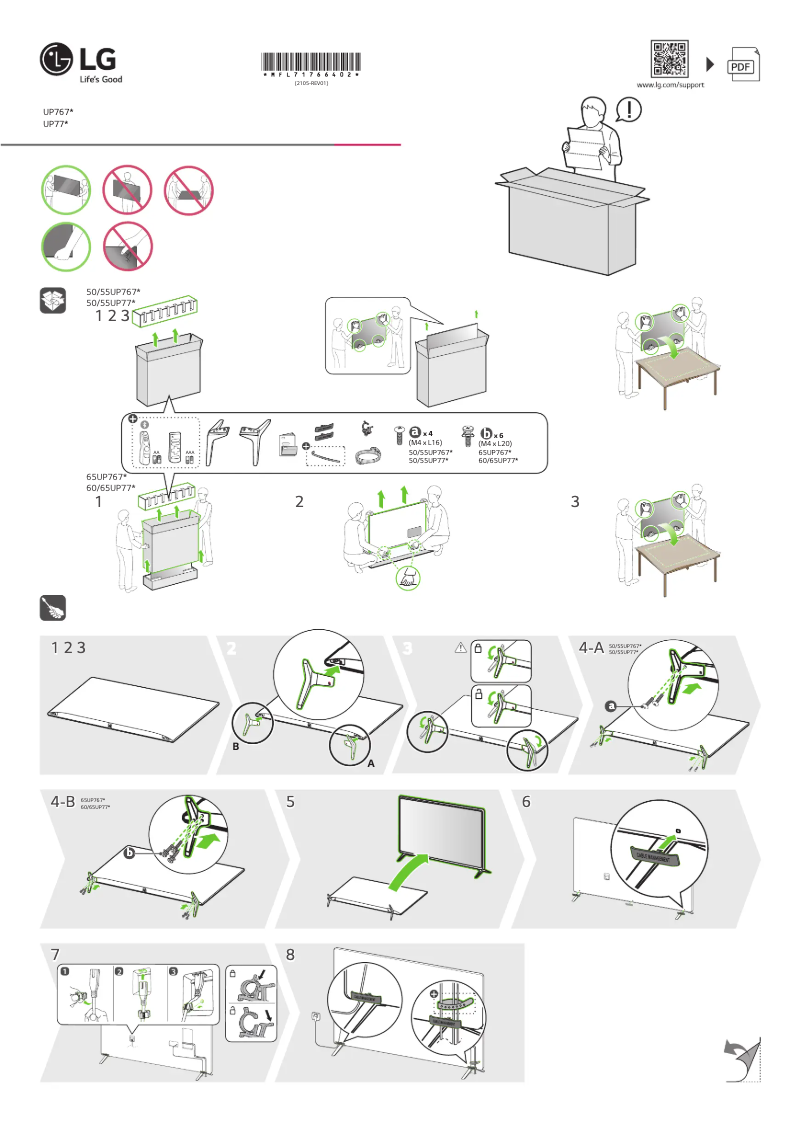 Página 1 del manual Guía de instalación LG 65UP77009LB