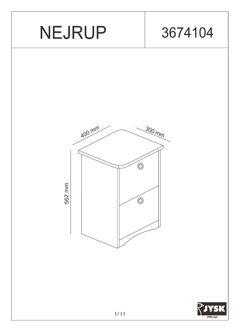 Page 1 de la notice Manuel utilisateur JYSK Nejrup (40x56x30)