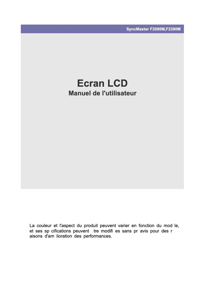 Página 1 del manual Manual de usuario Samsung SyncMaster F2380M
