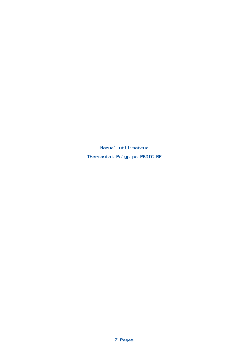 Page 1 de la notice Manuel utilisateur Polypipe PBDIG RF