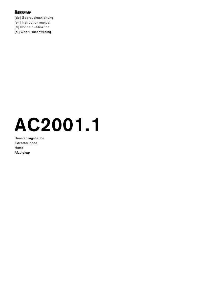 Página 1 del manual Manual de usuario Gaggenau AC200181