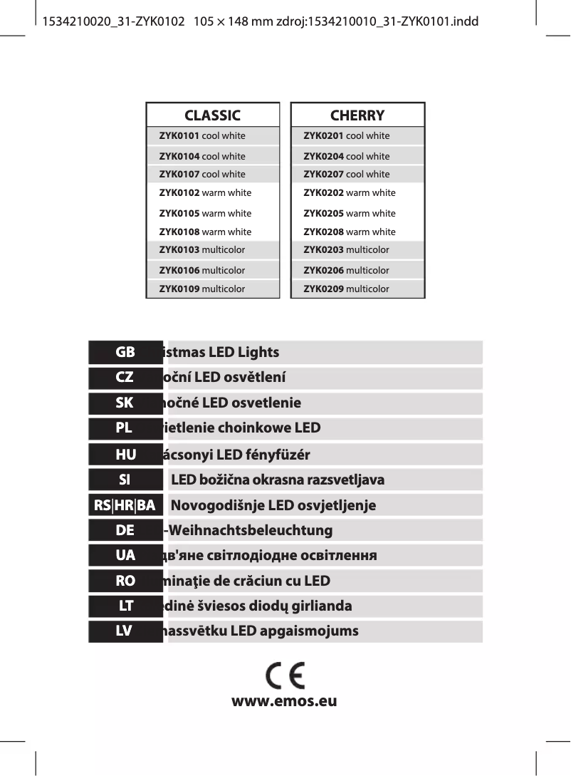 Page 1 de la notice Manuel utilisateur Emos ZYK0102