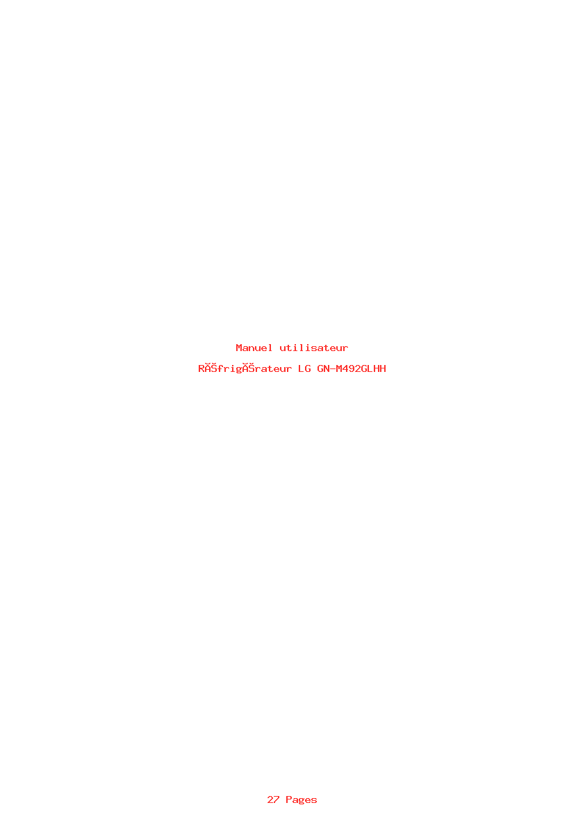 Page 1 de la notice Manuel utilisateur LG GN-M492GLHH