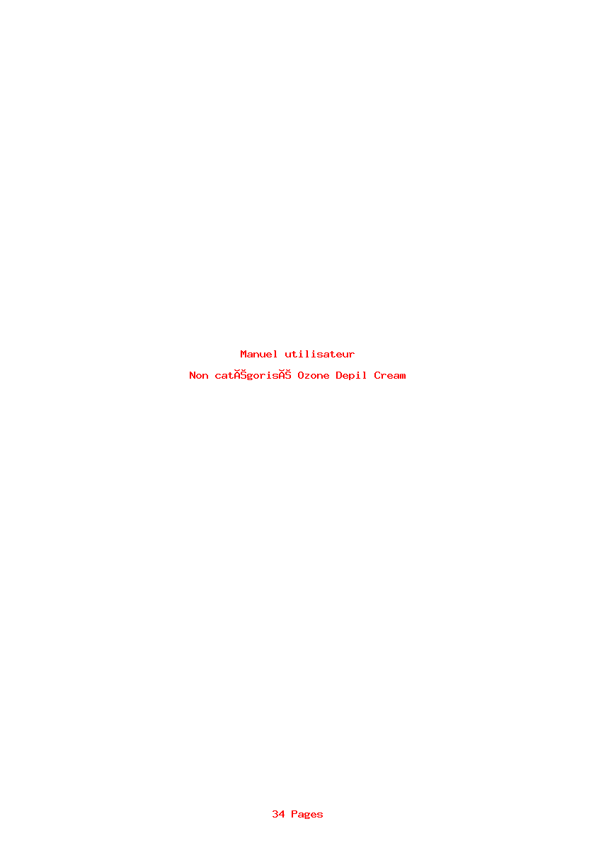 Page 1 de la notice Manuel utilisateur Ozone Depil Cream