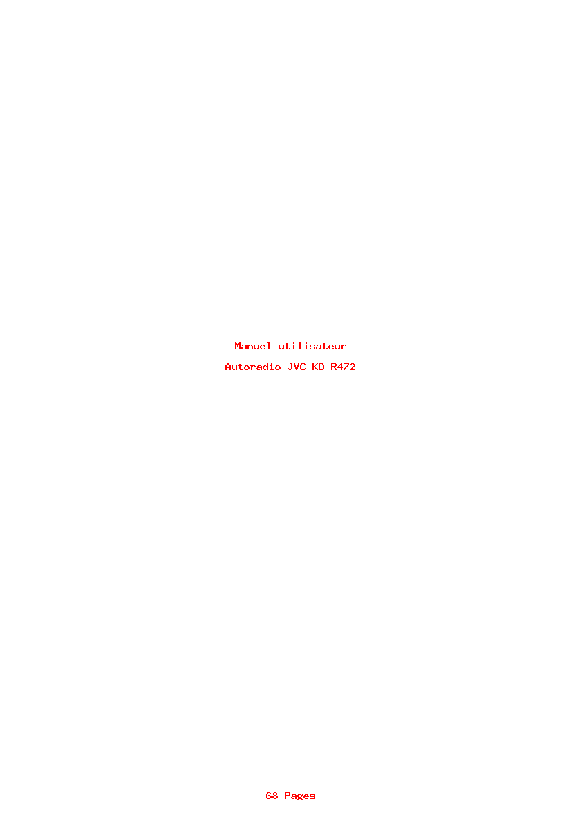 Page 1 de la notice Manuel utilisateur JVC KD-R472