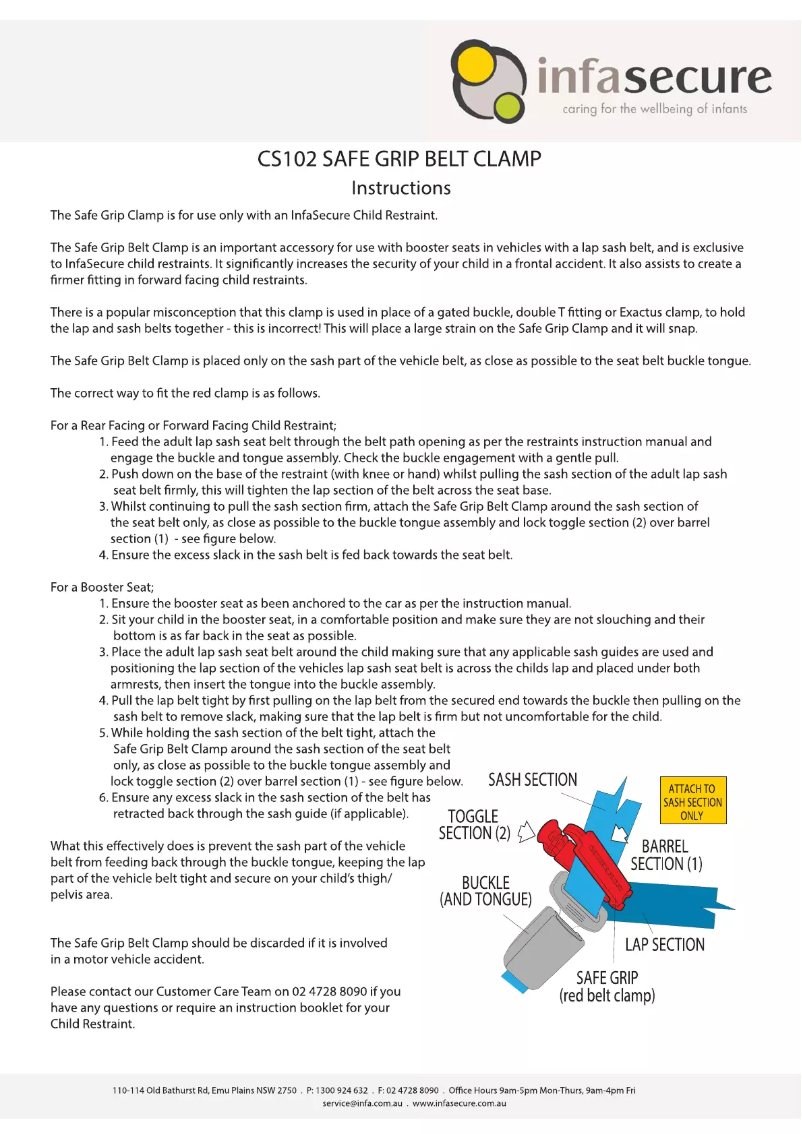 Page 1 de la notice Manuel utilisateur InfaSecure SafeGrip Belt Clamp