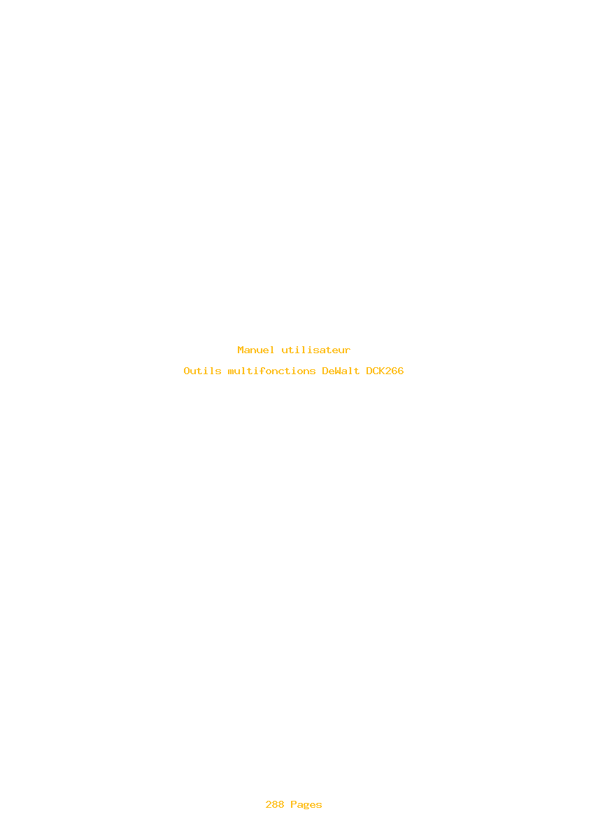 Page 1 de la notice Manuel utilisateur DeWalt DCK266