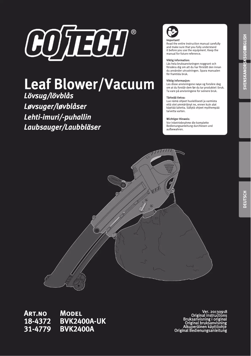 Page 1 de la notice Manuel utilisateur Cotech BVK2400A