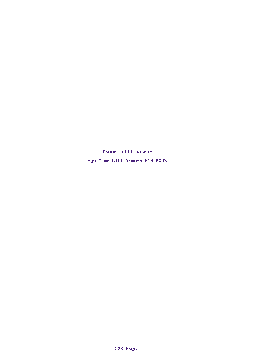 Page 1 de la notice Manuel utilisateur Yamaha MCR-B043