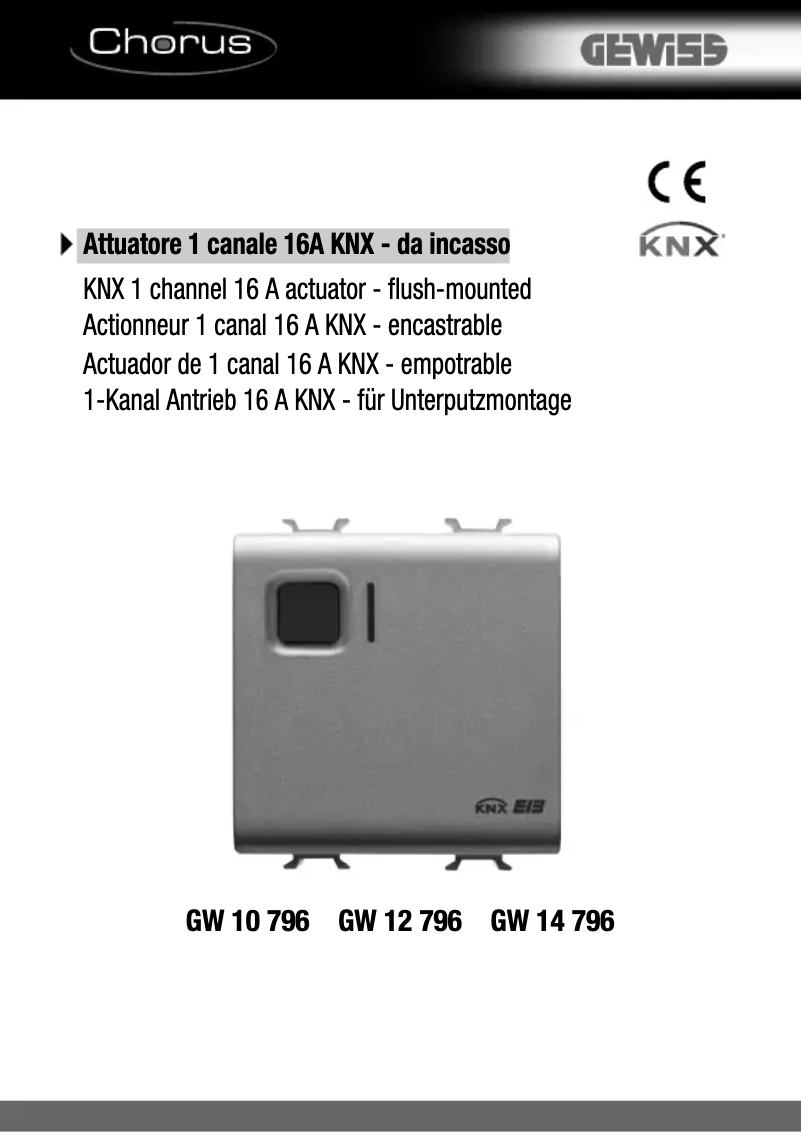 Page 1 de la notice Manuel utilisateur Gewiss GW12796