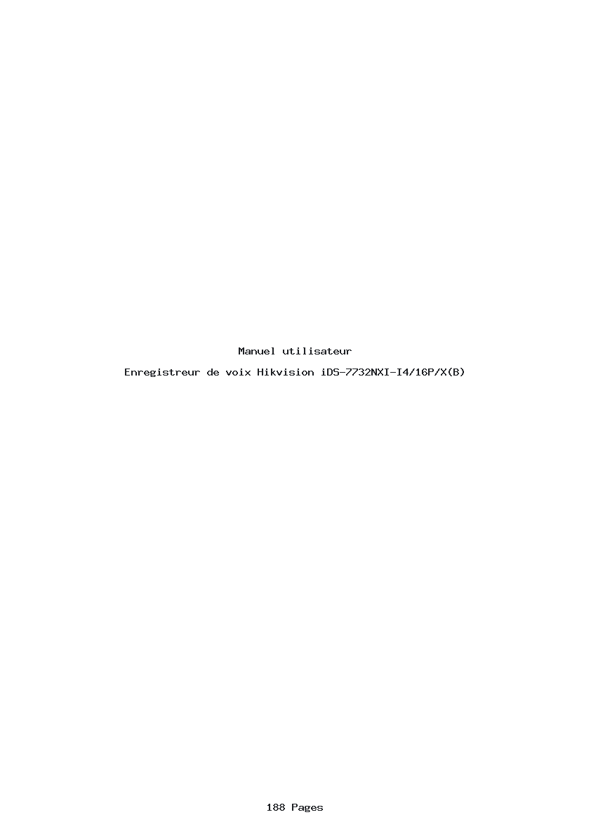 Page 1 de la notice Manuel utilisateur Hikvision iDS-7732NXI-I4/16P/X(B)