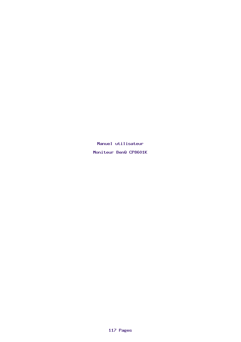 Page 1 de la notice Manuel utilisateur BenQ CP8601K