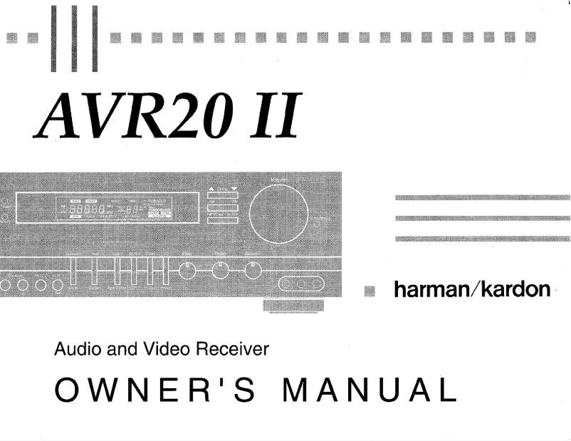 Page 1 de la notice Manuel utilisateur Harman Kardon AVR20 II