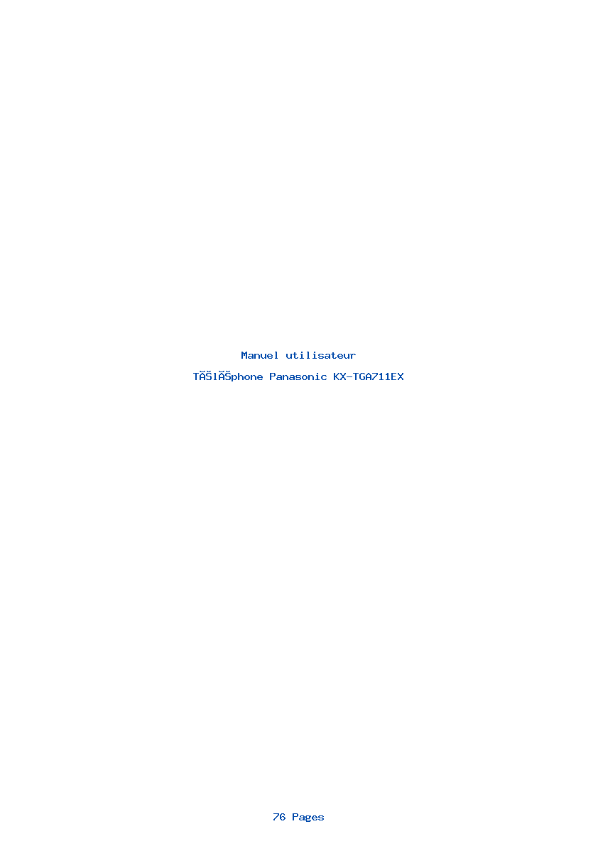 Page 1 de la notice Manuel utilisateur Panasonic KX-TGA711EX
