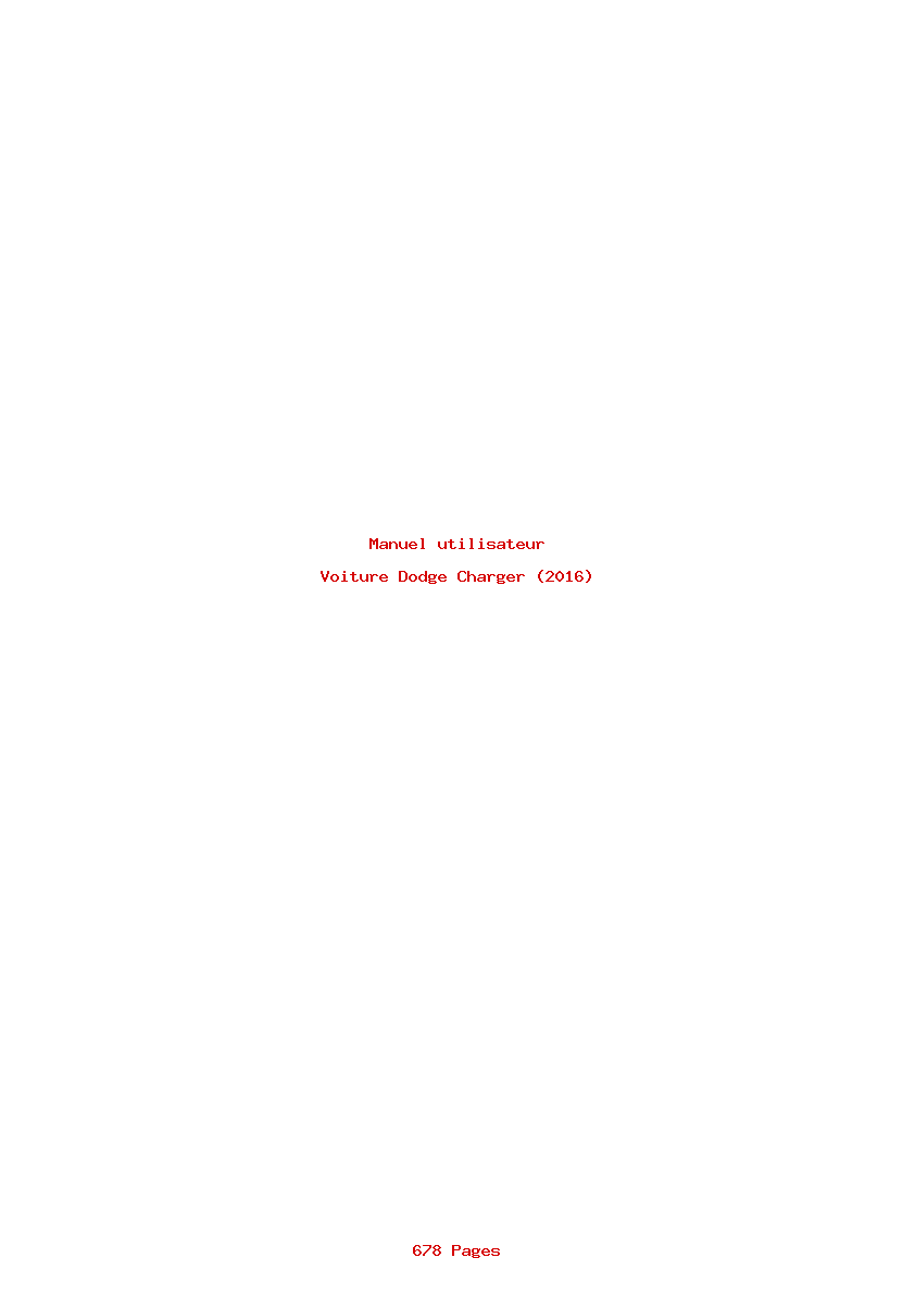 Page 1 de la notice Manuel utilisateur Dodge Charger (2016)