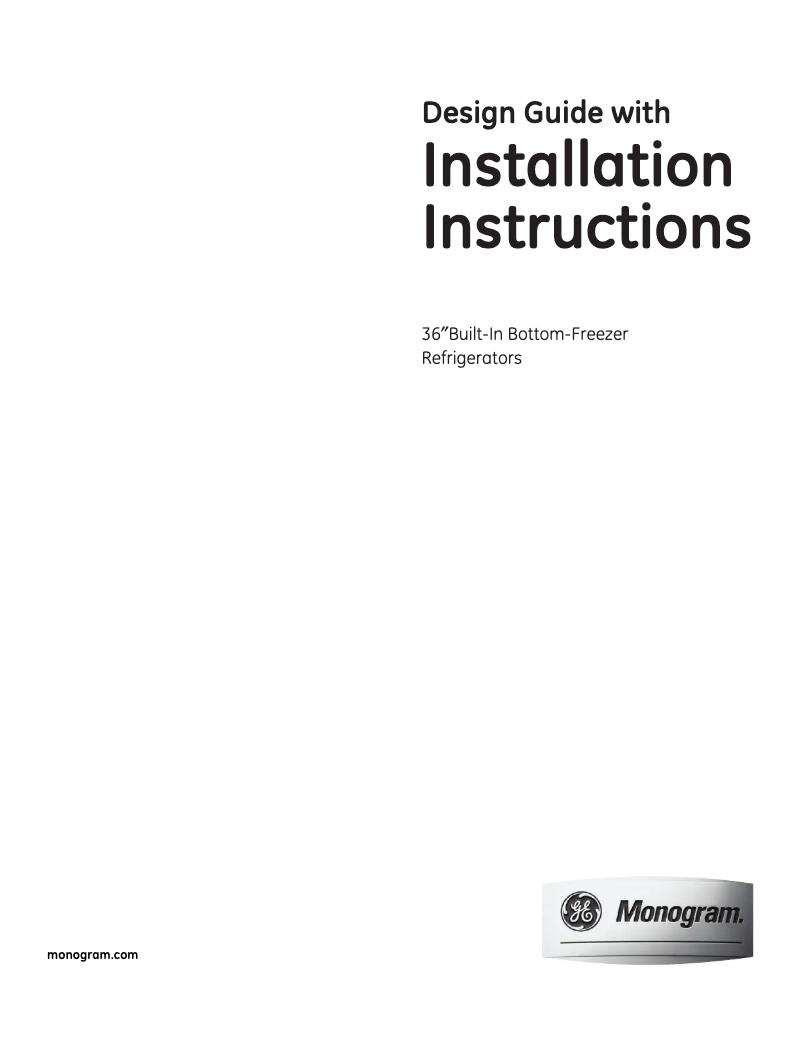 Page 1 de la notice Guide d'installation GE ZIC360NRRH