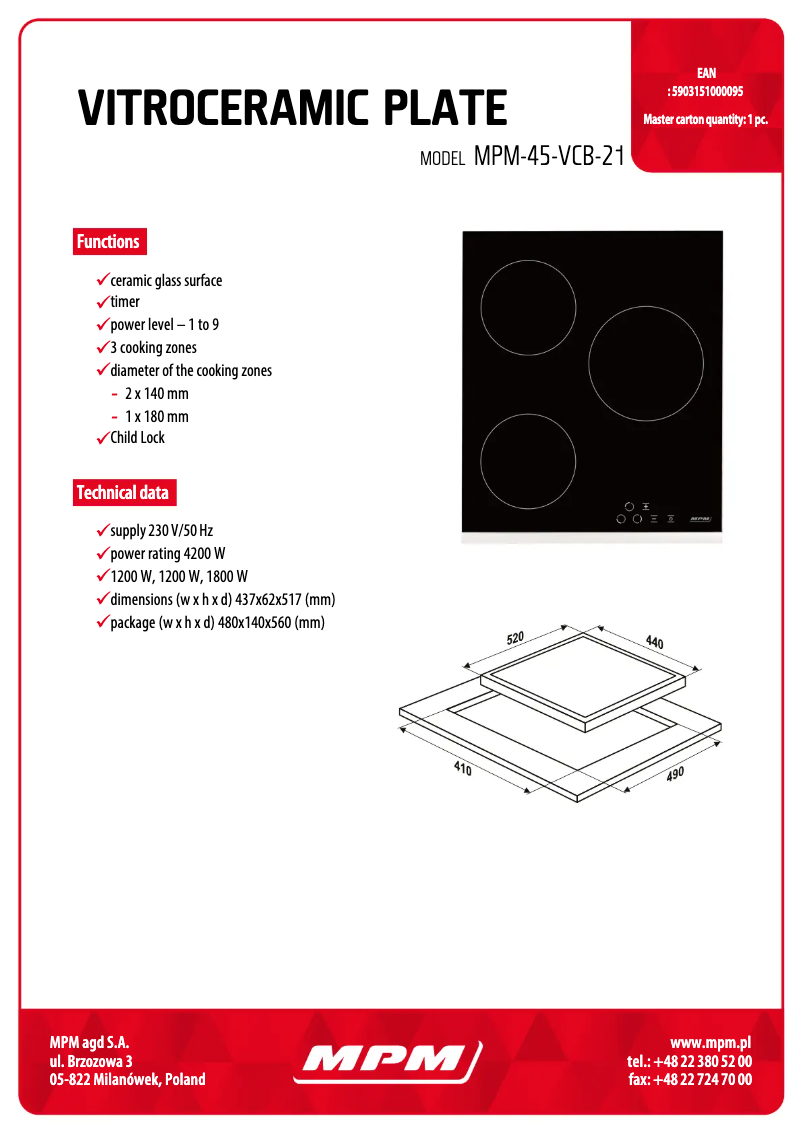 Page 1 de la notice Manuel utilisateur MPM MPM-45-VCB-21
