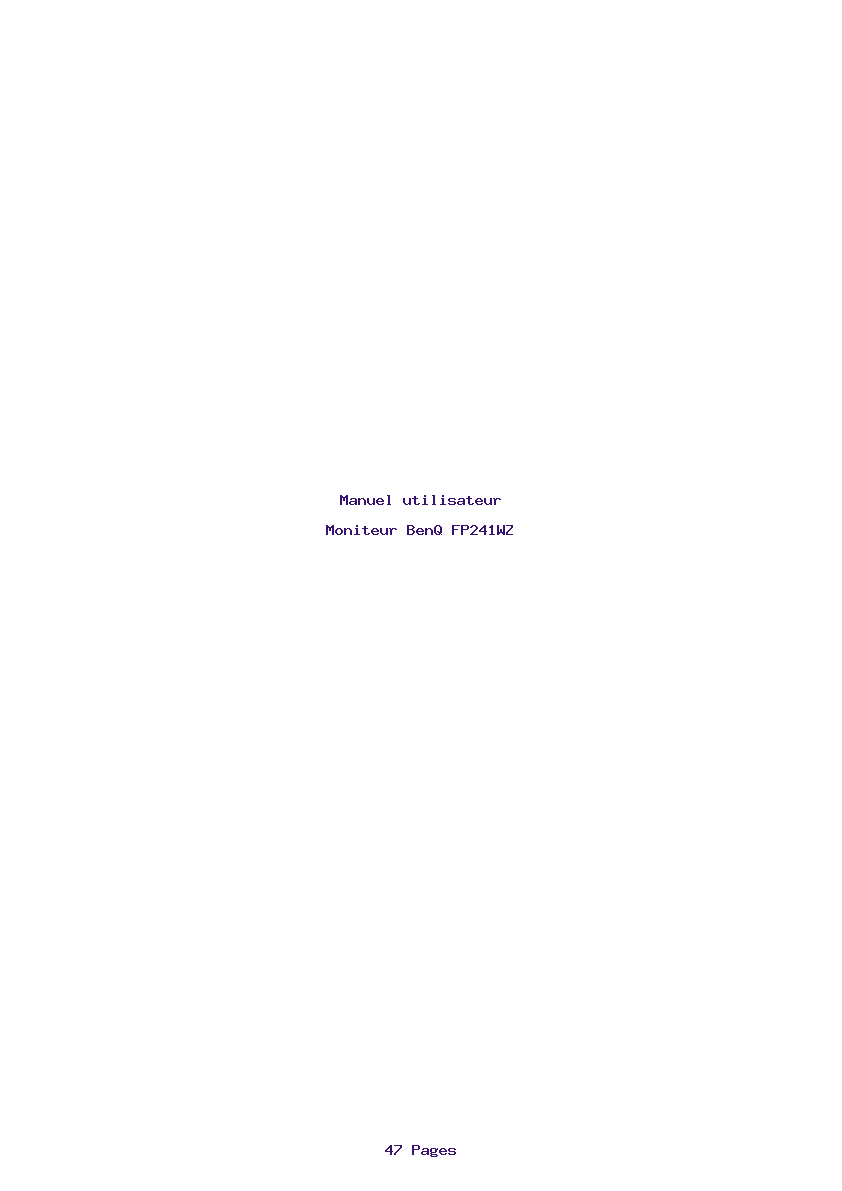 Page 1 de la notice Manuel utilisateur BenQ FP241WZ