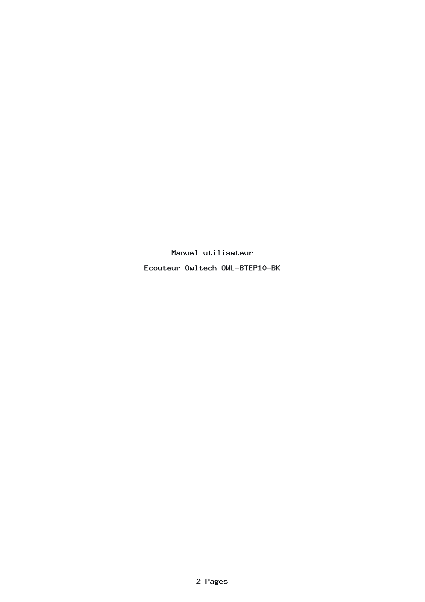 Page 1 de la notice Manuel utilisateur Owltech OWL-BTEP10-BK