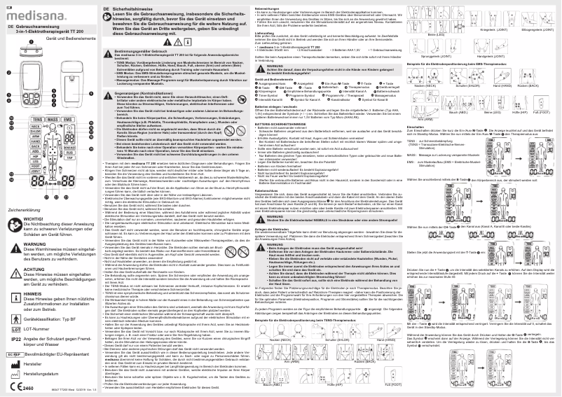 Page 1 de la notice Manuel utilisateur Medisana TT 200
