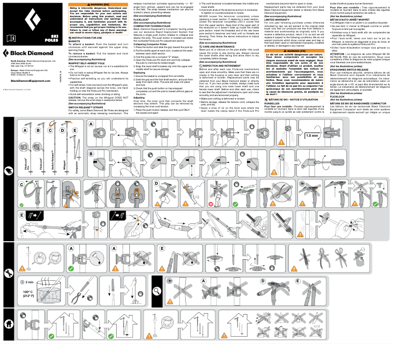 Page 1 de la notice Manuel utilisateur Black Diamond Ski Poles