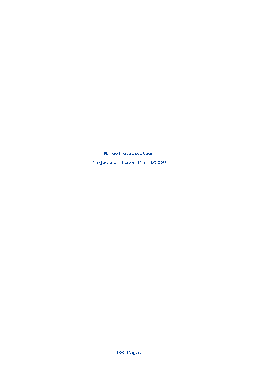 Page 1 de la notice Manuel utilisateur Epson Pro G7500U