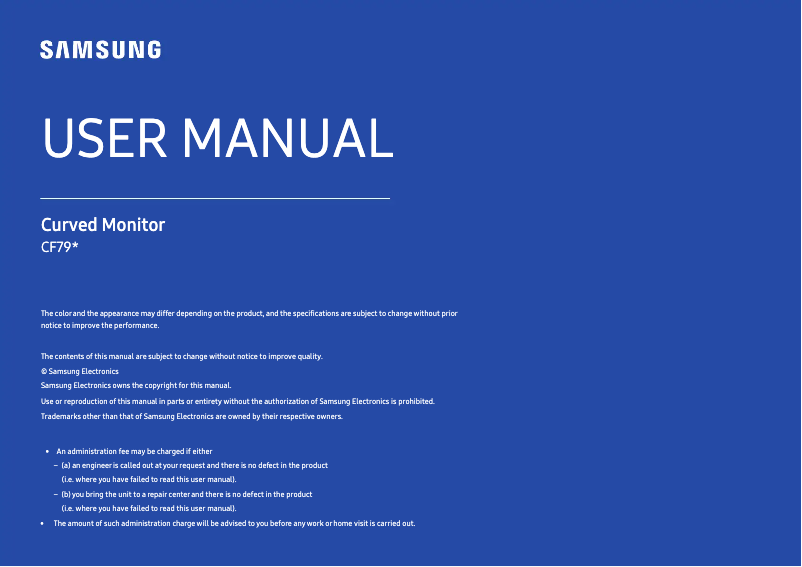 Page 1 de la notice Manuel utilisateur Samsung C34F791WQC