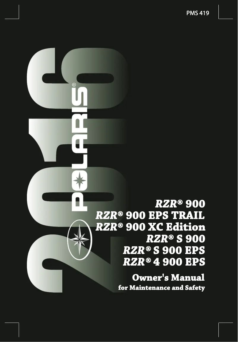 Page 1 de la notice Manuel utilisateur Polaris RZR 900 XC (2016)