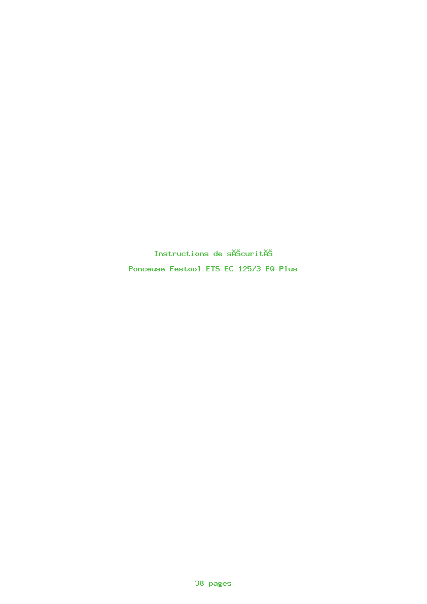 Page 1 de la notice Instructions de sécurité Festool ETS EC 125/3 EQ-Plus