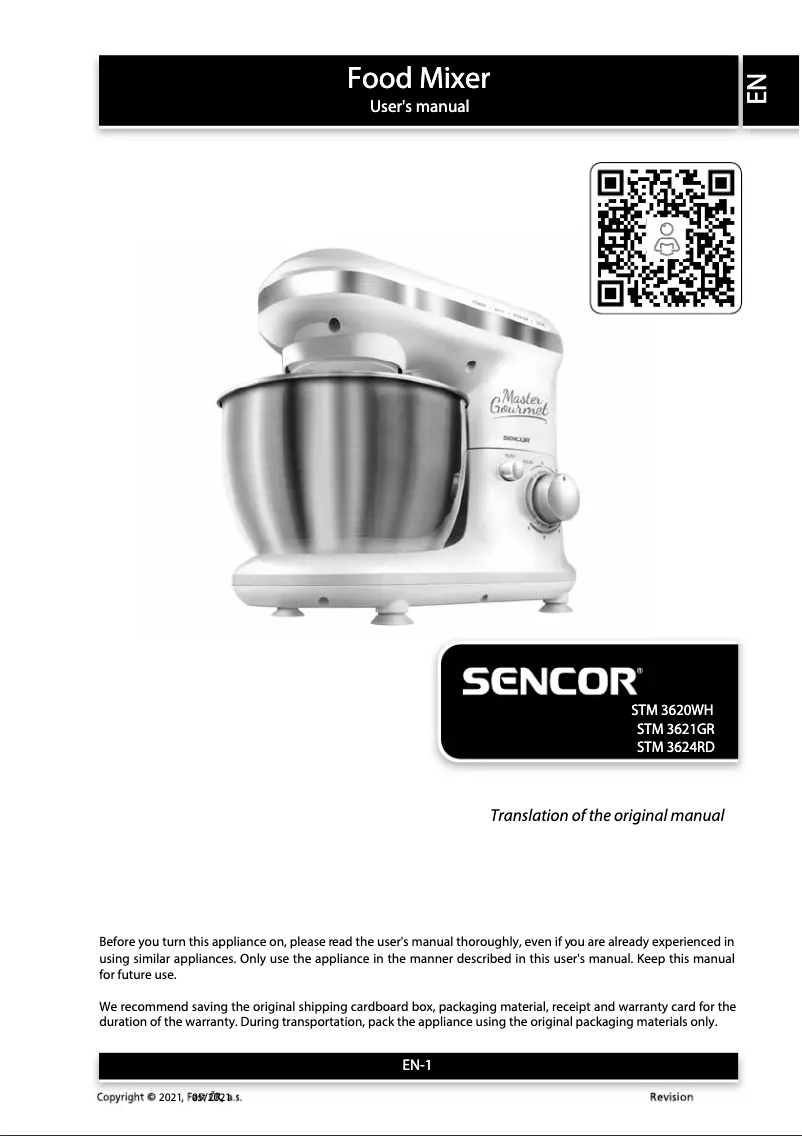 Page 1 de la notice Manuel utilisateur Sencor STM 3624RD