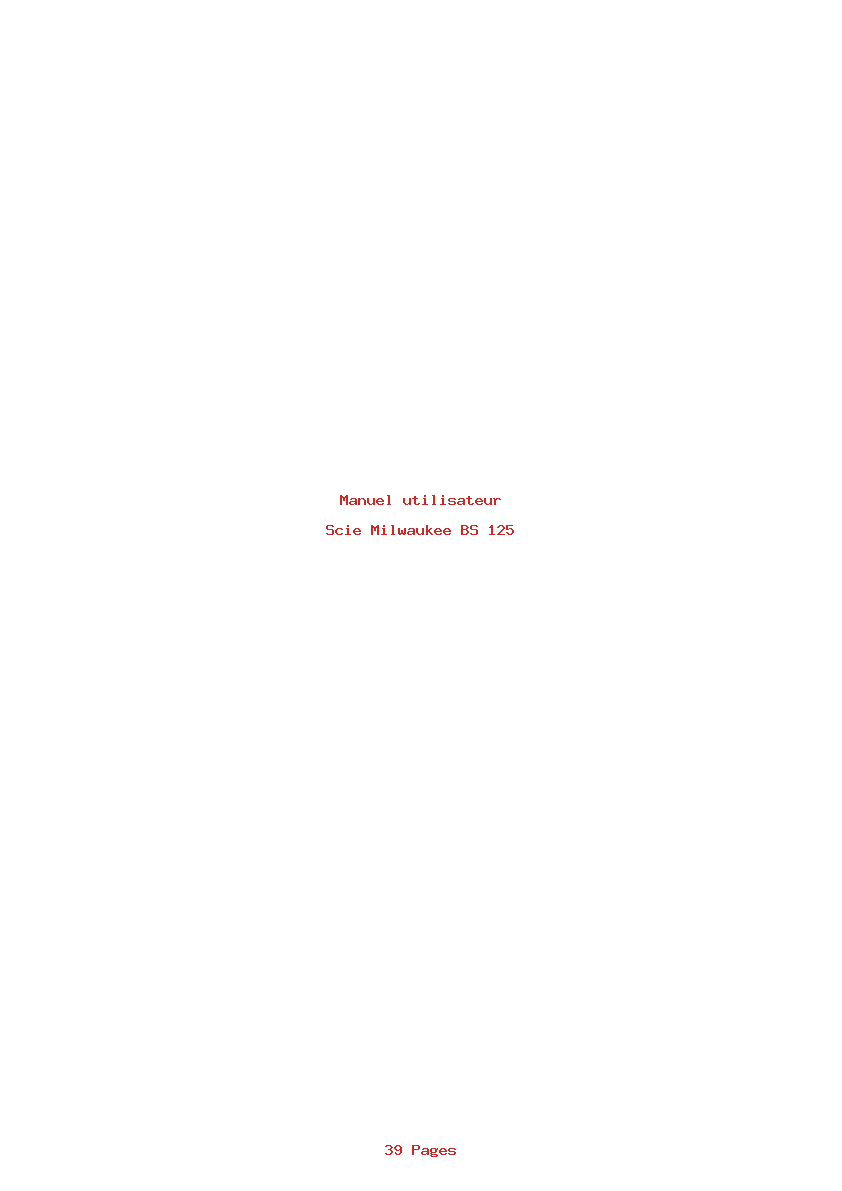 Page 1 de la notice Manuel utilisateur Milwaukee BS 125