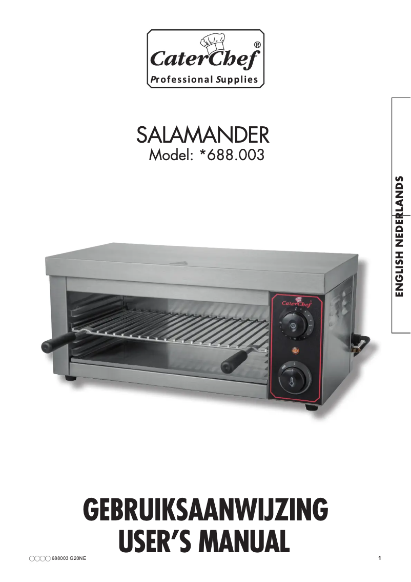 Page 1 de la notice Manuel utilisateur CaterChef 688003