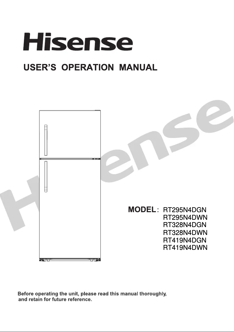 Page 1 de la notice Manuel utilisateur Hisense RT419N4DWN