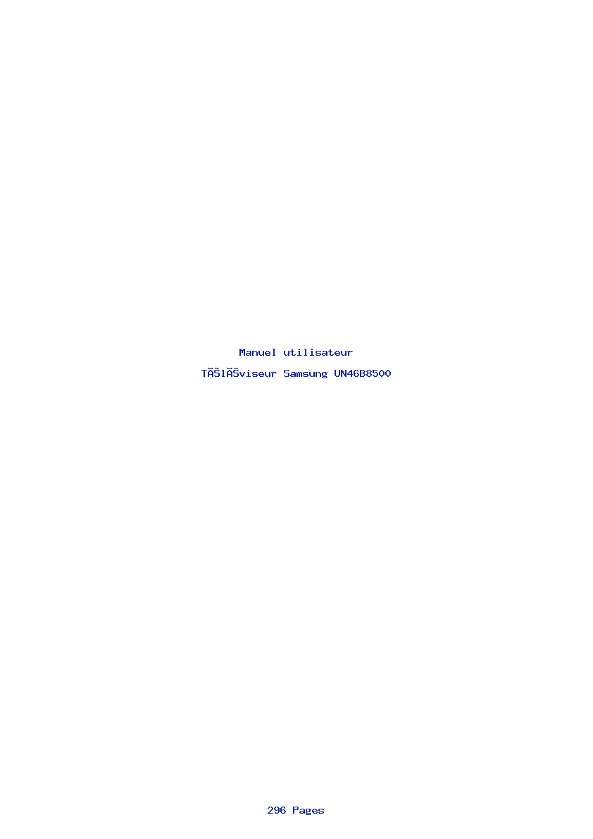 Page 1 de la notice Manuel utilisateur Samsung UN46B8500