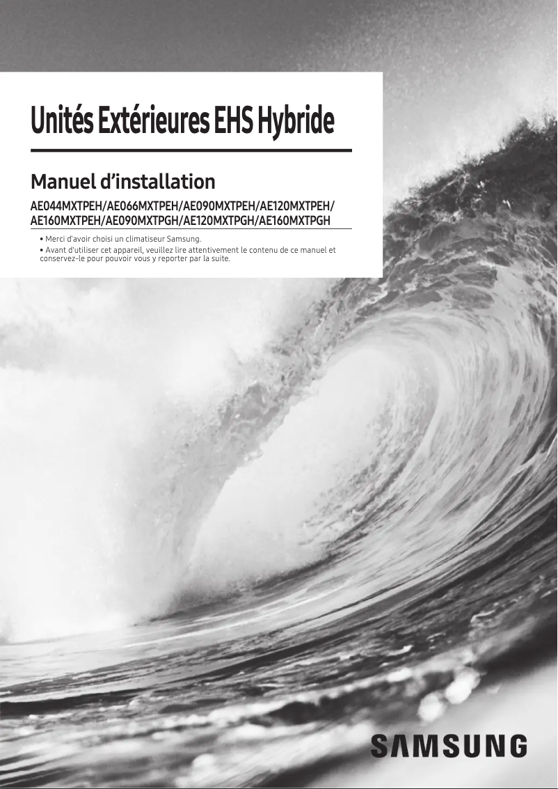 Page 1 de la notice Manuel utilisateur Samsung AE120MXTPEH/EU