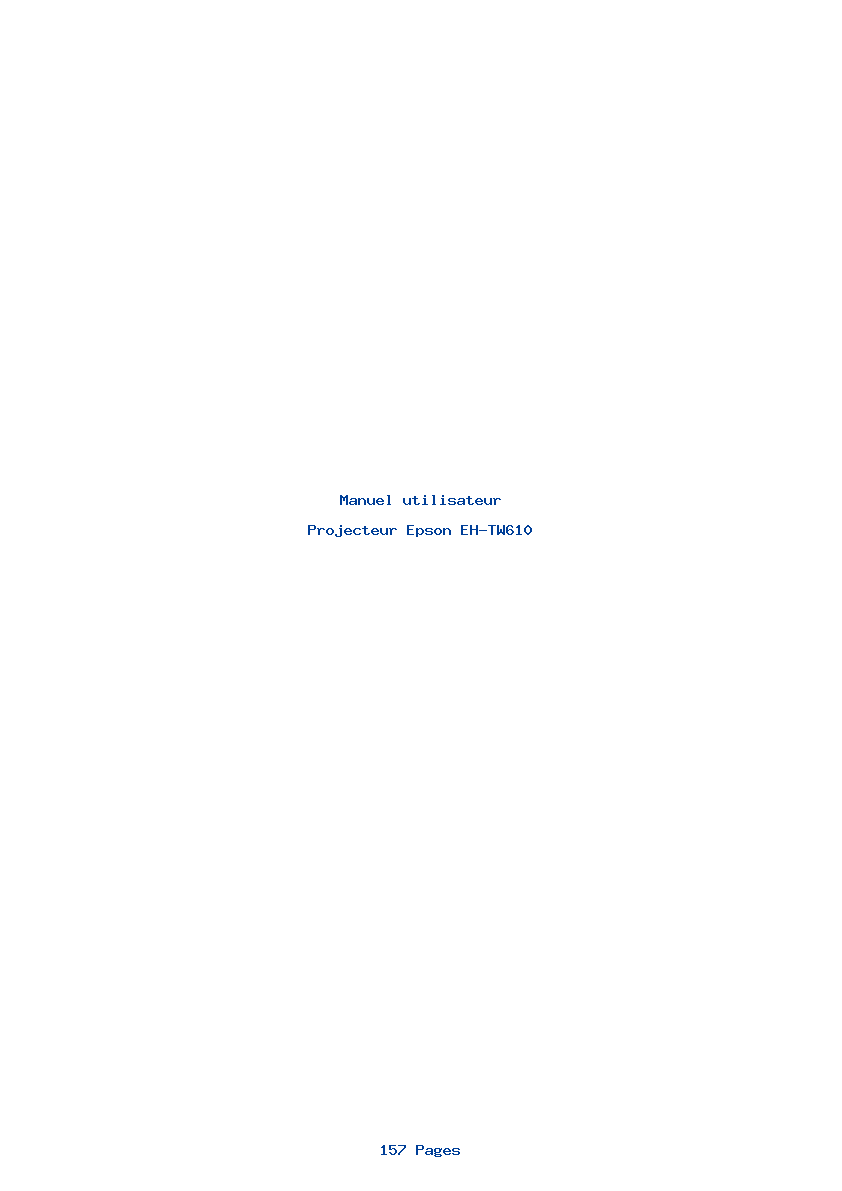 Page 1 de la notice Manuel utilisateur Epson EH-TW610