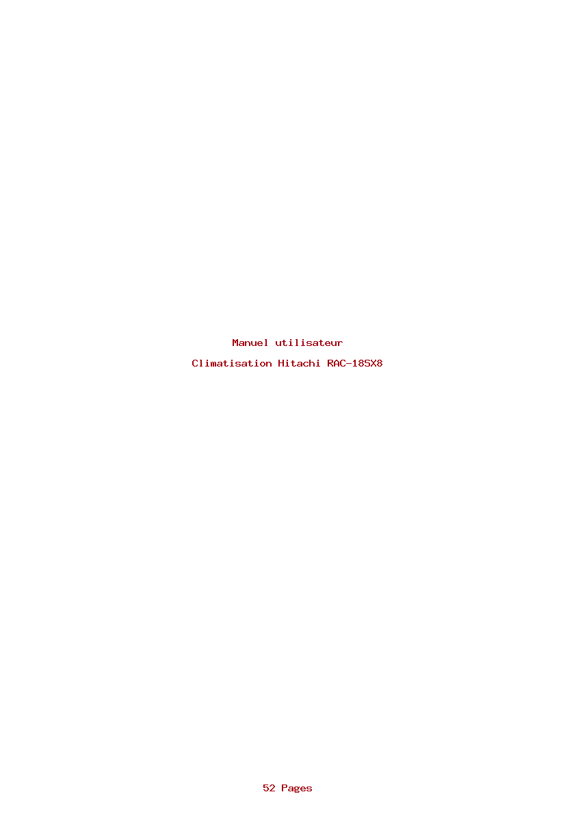 Page 1 de la notice Manuel utilisateur Hitachi RAC-18SX8