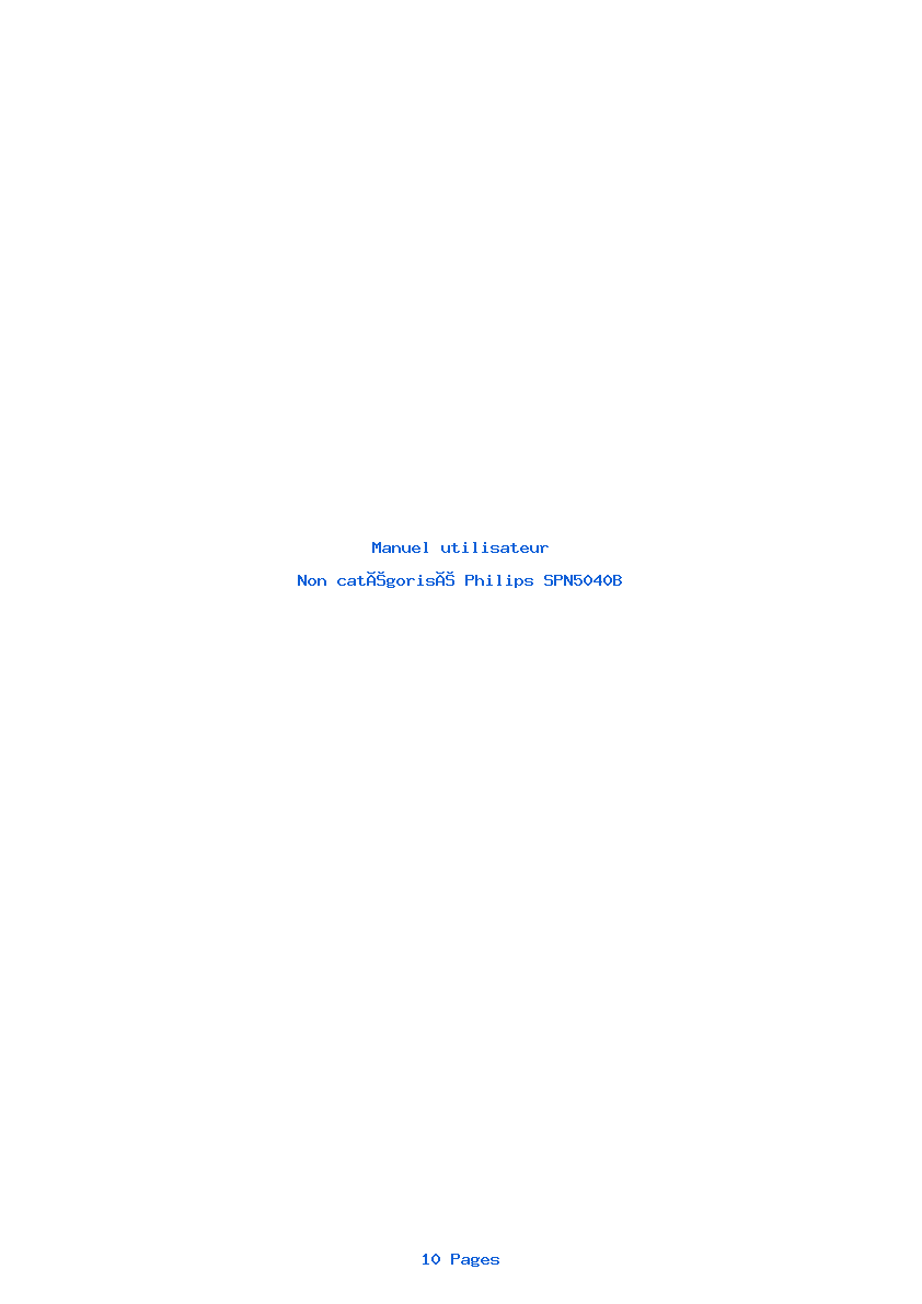 Page 1 de la notice Manuel utilisateur Philips SPN5040B