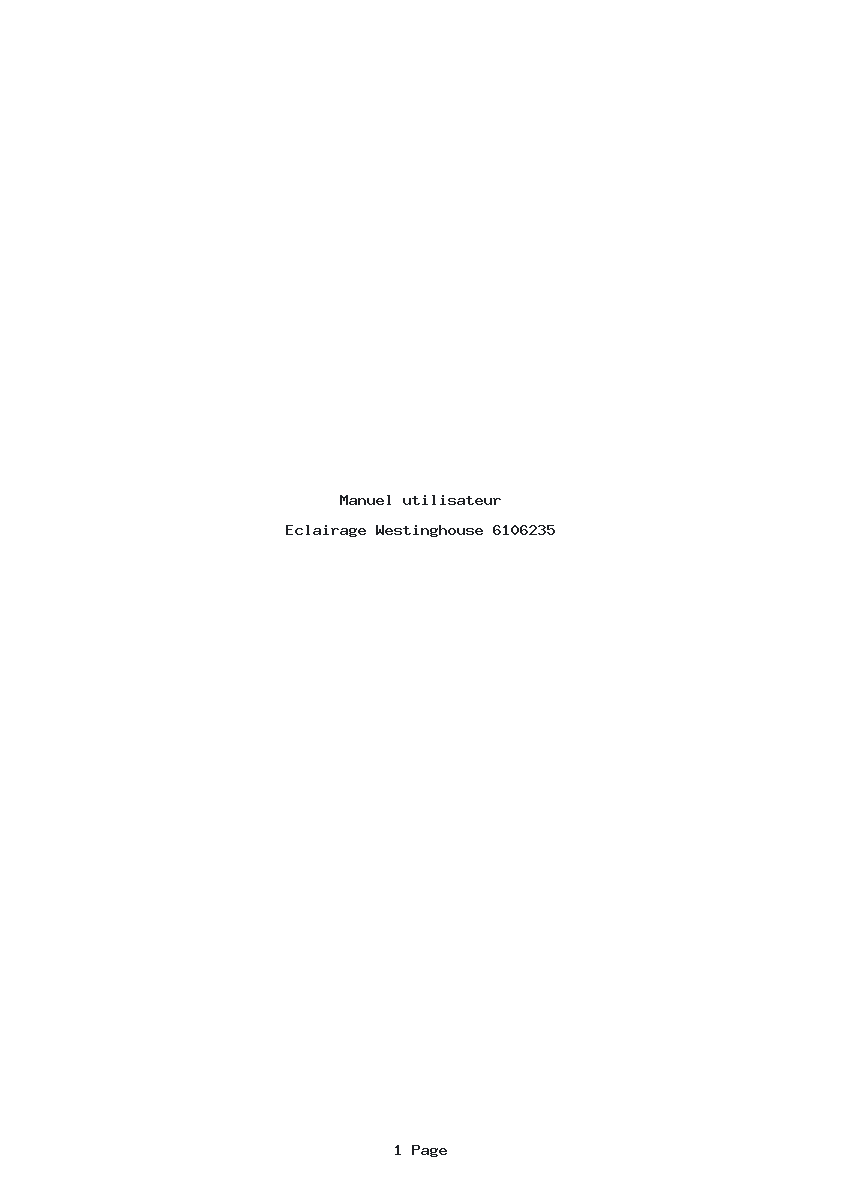 Page 1 de la notice Manuel utilisateur Westinghouse 6106235